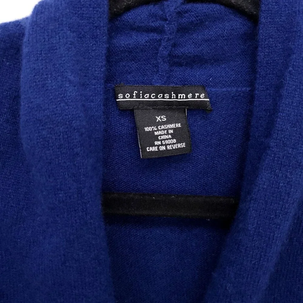 Sofia Cashmere Sweater Blue Women's Size XS Faux Wrap Soft Cardigan *Flaws - Picture 6 of 11